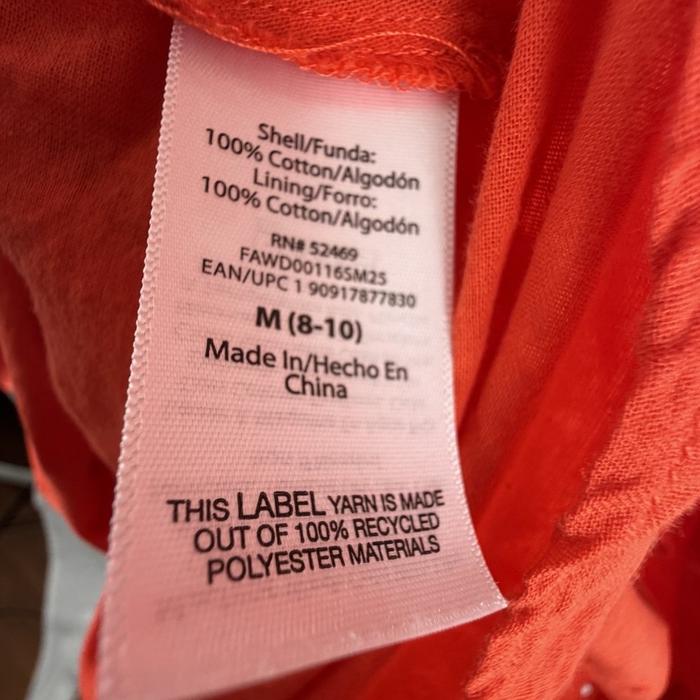 Free Assembly 100%‎ Cotton Eyelet Tiered Mini Dress Orange Puff Sleeve Cottage - Picture 9 of 10